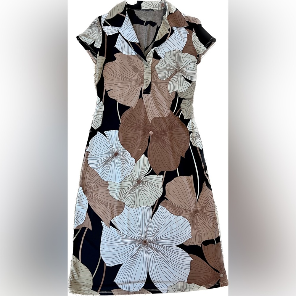 Bold Floral Print Shirt Dress